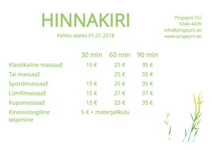 Hinnakiri alates 01.01.18